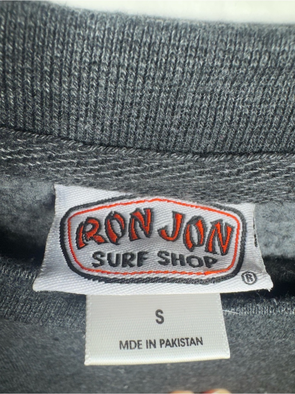 Ron Jon Charcoal Pullover with Pink, Yellow & Blue Stripe Accents - Picture 5 of 5